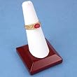 White Leather Rosewood Ring Display Finger Stand New