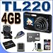Samsung TL220 DualView 12MP Digital Camera w/4.6x Wide Angle Optical Zoom (Blue) BigVALUEInc Accessory Saver 4GB Battery Bundle