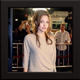 Angelina Jolie Custom Framed 12x12 Color Photo (Wearing Beige on the Red Carpet)