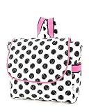 Belvah Quilted Polka Dots Backpadk/Messenger/Diaper Bag Convertible & Adjustable Shoulder Strap (White/Black/Pink)