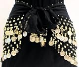 Black Belly Dance Skirt With Gold Coins (Great Gift Idea)