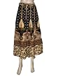 Ethnic Boho Paisley Design New Sequin Skirt Peacock Print Black Cotton Womens Circular Tie Long Skirt