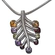 Girls Pendant with Chain Silver Multi Gemstone Jewelry 1.5 inches (gpndt030)
