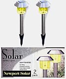 Solar Stainless Steel Hut Light Amber Set of 2