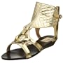Naughty Monkey Women's One Way Ticket  Sandal Flat,Gold,9 M US