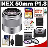 Sony Alpha NEX E-Mount 50mm f/1.8 OSS Telephoto Lens with with 32GB Card + 3 UV/FLD/PL Filters + Battery + Case + Cleaning Kit for NEX-3, NEX-C3, NEX-5, NEX-5N & NEX-7 Digital Cameras & NEX-VG10, NEX-VG20 Camcorders