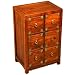 EXP Handcarved 26" Rustic / Antique Style Chinese Side Table / Cabinet With Brass Trim - 6 Drawer
