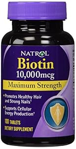 Natrol Biotin 10,000 mcg Maximum Strength Tablets, 100 Count (Pack of 2)