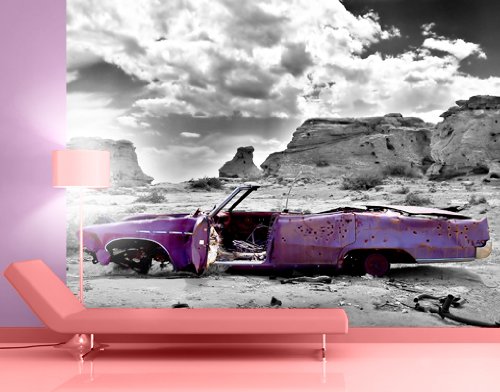 Fototapete Pink Cadillac - Größe 400 x 280 cm, 8-teilig