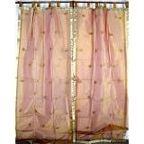 2 Amber Indian Sari Curtains Ethnic Window Coverings by NovaHaat