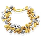 18K Three Tone Gold Bead Bracelet 8"