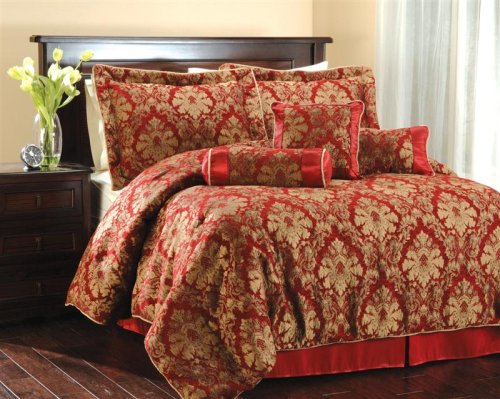 Luxury French Florentine 7 Pc. Chenille / Jacquard Comforter Set w/ Matching Decorative Pillows
