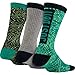 Nike Big Boys' Performance Squiggly Crew Socks 3 Pack (Medium, Teal/Black/Grey)