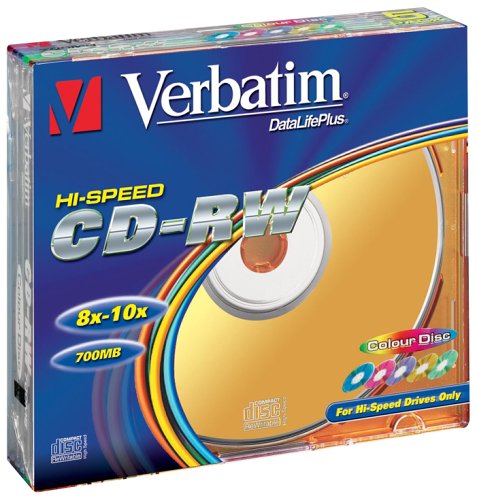 Verbatim CD-RW Hi Speed farbige 8x-12x 700MB farbige CD-RW Rohlinge im Jewel Case 5er-Pack Preisvergleich