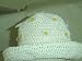 Hand Crocheted White Gimp Easter Hat Trimmed with Rosebuds.