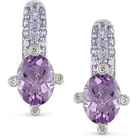 10-kt 2-5 8ct TGW Amethyst and Tanzanite Earrings by Amour