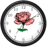 Pink Rose - Flower Wall Clock by WatchBuddy Timepieces (Black Frame)