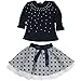 Jastore® Kids Girl Cute 2PCS Diamond Clothing Set Long Sleeve Top +Dot Tutu Skirt