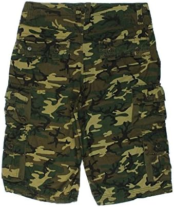Royal Premium Men's Denim Twill Tape Cargo Shorts Green Camo 32