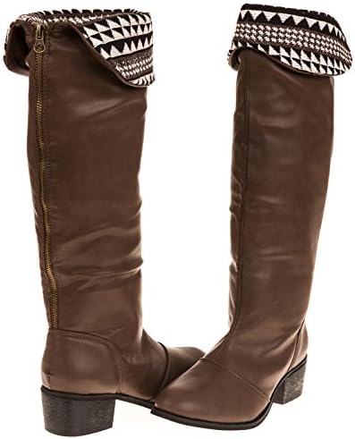 Jump Footwear Women's Fashion Tall Cuff Boot Size 7 - Brown