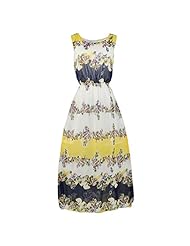 Pleated Chiffon/Polyester Sleeveless Elasticized   Waistline Summer Floral Print  Dress