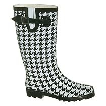Women's Houndstooth Rain Boots - Black/White