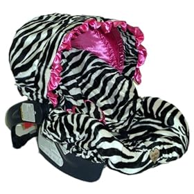 Baby Bella Maya Infant Car Seat Cover in Zebra with Pink Ruffle