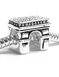 Sterling Silver Paris Triumphal Arch Bead Charm For Pandora Chamilia Baigi Troll European Story Charm Bracelets