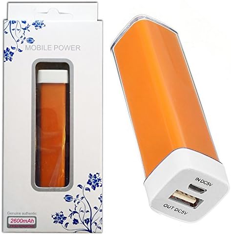 Halfdirect Original Lipstic 2600mah External Portable Power Bank Backup Battery USB Charger for All Apple, Samsung Galaxy, Htc, Nokia, Lg Mobile Phones (Orange)