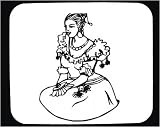 Decorated Mouse Pad with black and white, sitting, Poland, gown, Europe, dress, woman