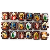 Set of Three Wooden Religious Bracelets with Photographs