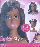 Aa African American Barbie Styling Head Blue Base 10+ Pieces