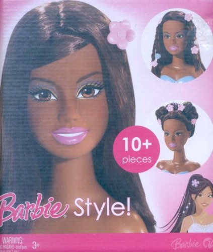 5199SyPtAvL Aa African American Barbie Styling Head Blue Base 10+ Pieces