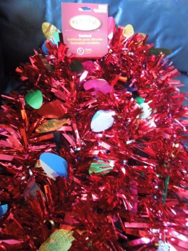 5.7" X 9' Red Foil Soft Hanging Garland with colorful multicolored Light bulb Halograms