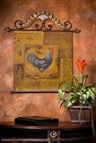 Hand Painted Tuscan Rooster Metal Wall Hanging