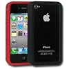 Amzer Silicone Signal Booster Wrap Around Case Set of Two for iPhone 4 - Black/Red - Fits AT&T iPhone