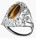 Avon Sterling Silver Openwork with Tiger's Eye Accent Ring Size 5