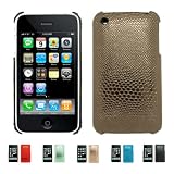 BRONZE Apple iPhone 3G 3Gs 8GB 16GB 32GB REPTILE Slim Fit Leather Back Case Skin Cover+ Free Screen Protector