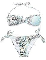 RELLECIGA Women's Bandeau Bikini Removable Halter Strap Swimwear