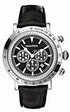 Image of Nautica A20071G Gents Swiss chronograph movement, black leather strap, black dial