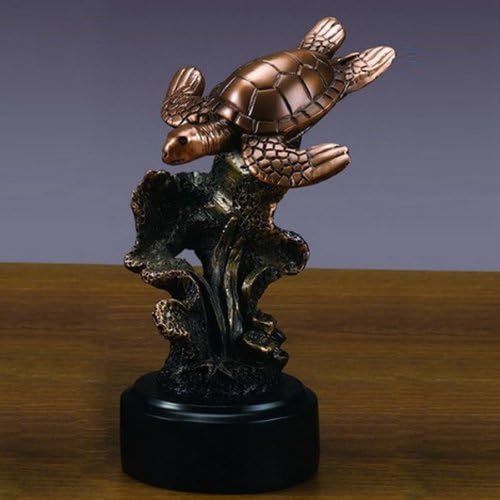 Sea Turtle Bronze Plated Resin Statue, 6.5 inches H
