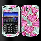 Premium - Blackberry 9630/Tour Full Diamond Raining Hearts Cover - Faceplat ....
