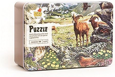 Childream 120 Wooden Puzzles Alpine Tundra Iron Box Educational Kids' Toys