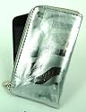 Nokia E71 :: U-Bop Advanced ZPouch Dual Corner Zip Carry Case (Silver) With 4 Keyring Hook Outer Wallet