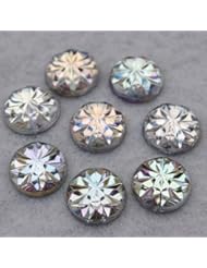 Art and Craft Supply: 12mm 100pcs Ab Round Acrylic Rhinestones Acrylic Crystal Flat Back Beads - Lovely Buttons