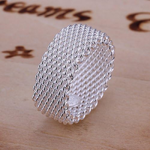 CY-Buity Europe Style 925 Silver Plated Grid Weave Fation Figure Ring 9 Size