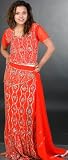 Orange Bridal Lehenga Choli with Beadwork and Sequins – Georgette