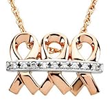 14K Rose and White Gold Diamond "Me and My Two Friends" Breast Cancer Awareness Pendant - 0.05 Ct.
