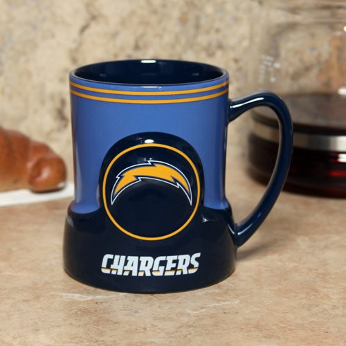 San Diego Chargers 20 Ounce Game Time Sculpted Logo Relief Coffee Mug