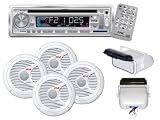 Pyle Waterproof Audio System Package for the Car/Truck/Boat, In-dash AM/FM/MPX Radio, CD/MP3 Player with USB & SD Card Function -- Universal Stereo Housing with Full Chasis Wired Casing -- 2 Pairs of 150w 6.5 Marine 2-way Speakers
